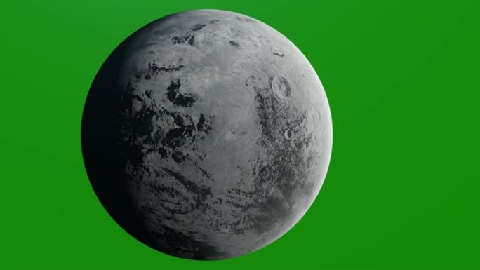 谷神星矮行星在绿色屏幕上旋转。4K