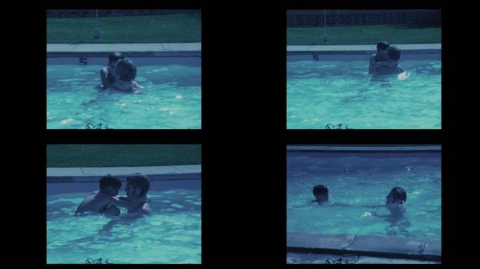 1971兄弟在游泳池玩耍