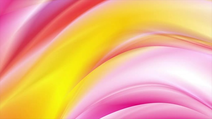 亮黄色和粉红色的波浪抽象视频动画