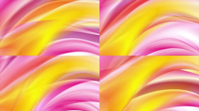 亮黄色和粉红色的波浪抽象视频动画