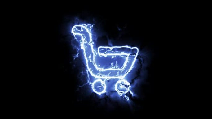 动画图标，商店里的购物标志在发光的光环中