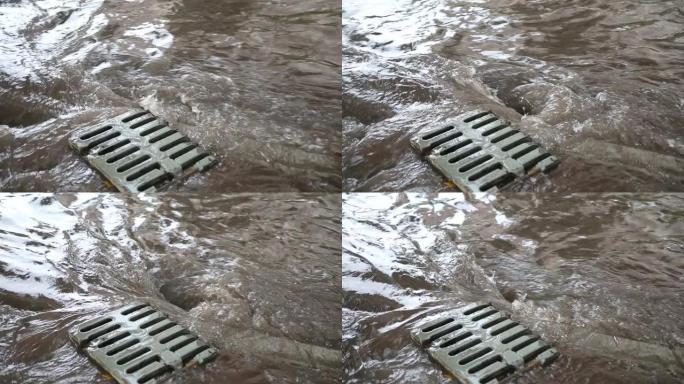 大雨后下水道堵塞大雨后下水道堵塞