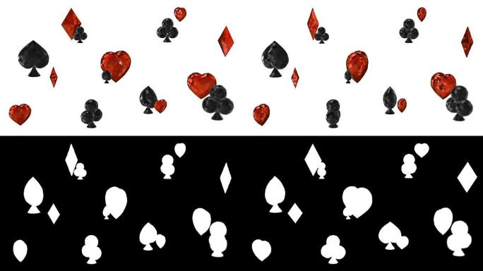 低多边形扑克牌符号的3D动画 (循环4k色度键)