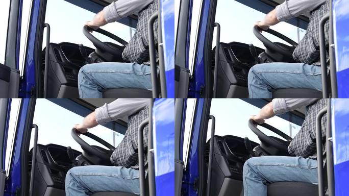 高加索专业商用卡车司机在最终购买前测试全新的半卡车功能。