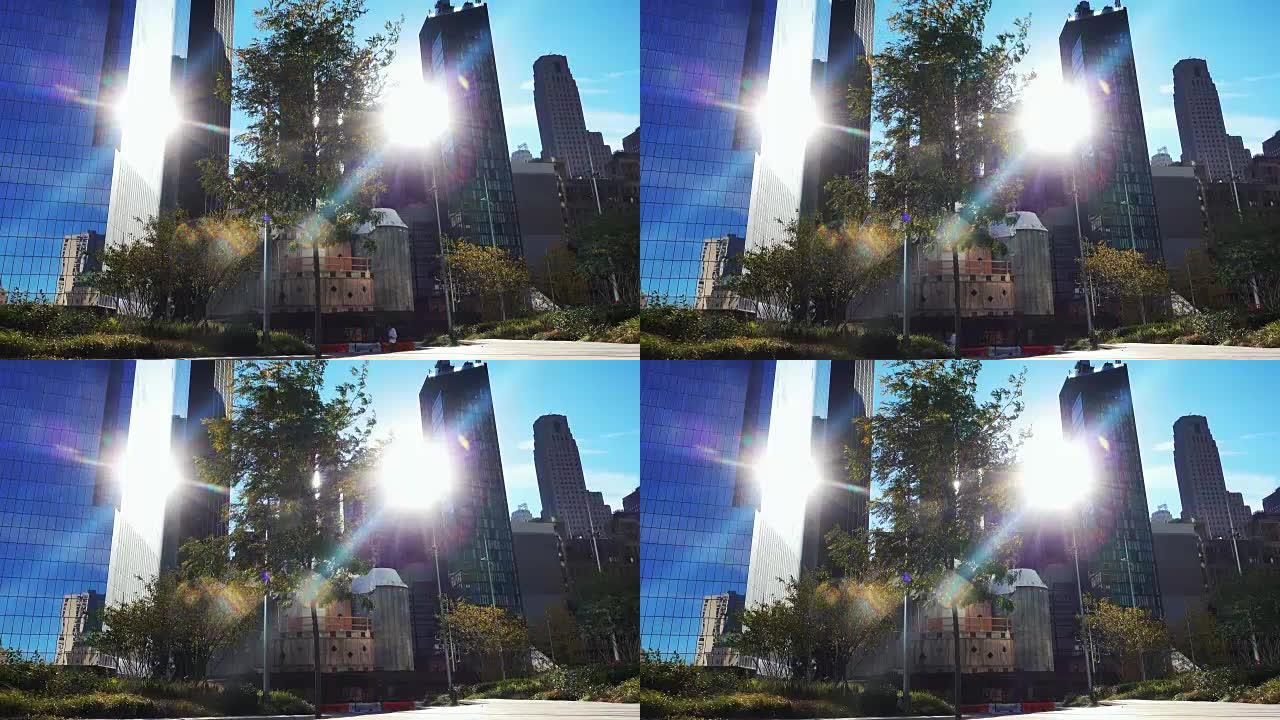 11月晴天曼哈顿天际线的视频。
