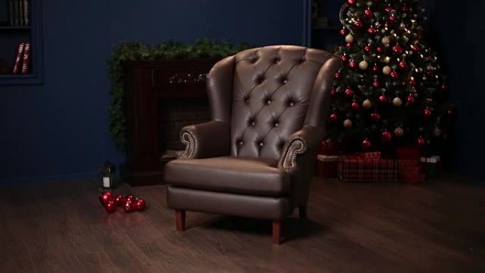 优雅的饱和光泽金色皮革纹理沙发椅，棕色皮革背景