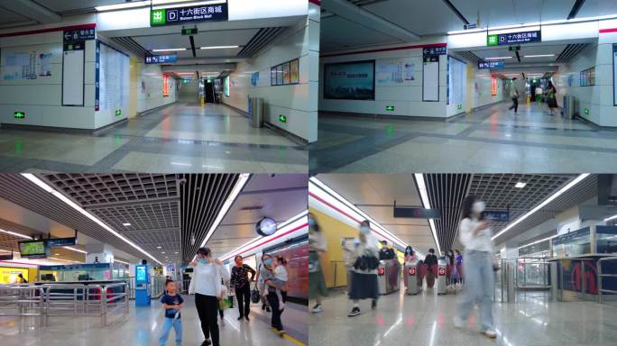 杭州地铁入口出口人流延时摄影