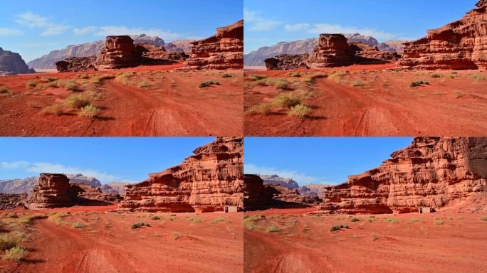 瓦迪朗姆酒 (Wadi Rum)，也称为月谷 (Valley of the Moon)，是切入约旦南