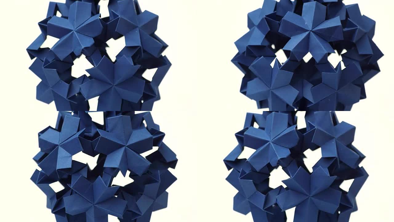 蓝色折纸改造尖刺球。