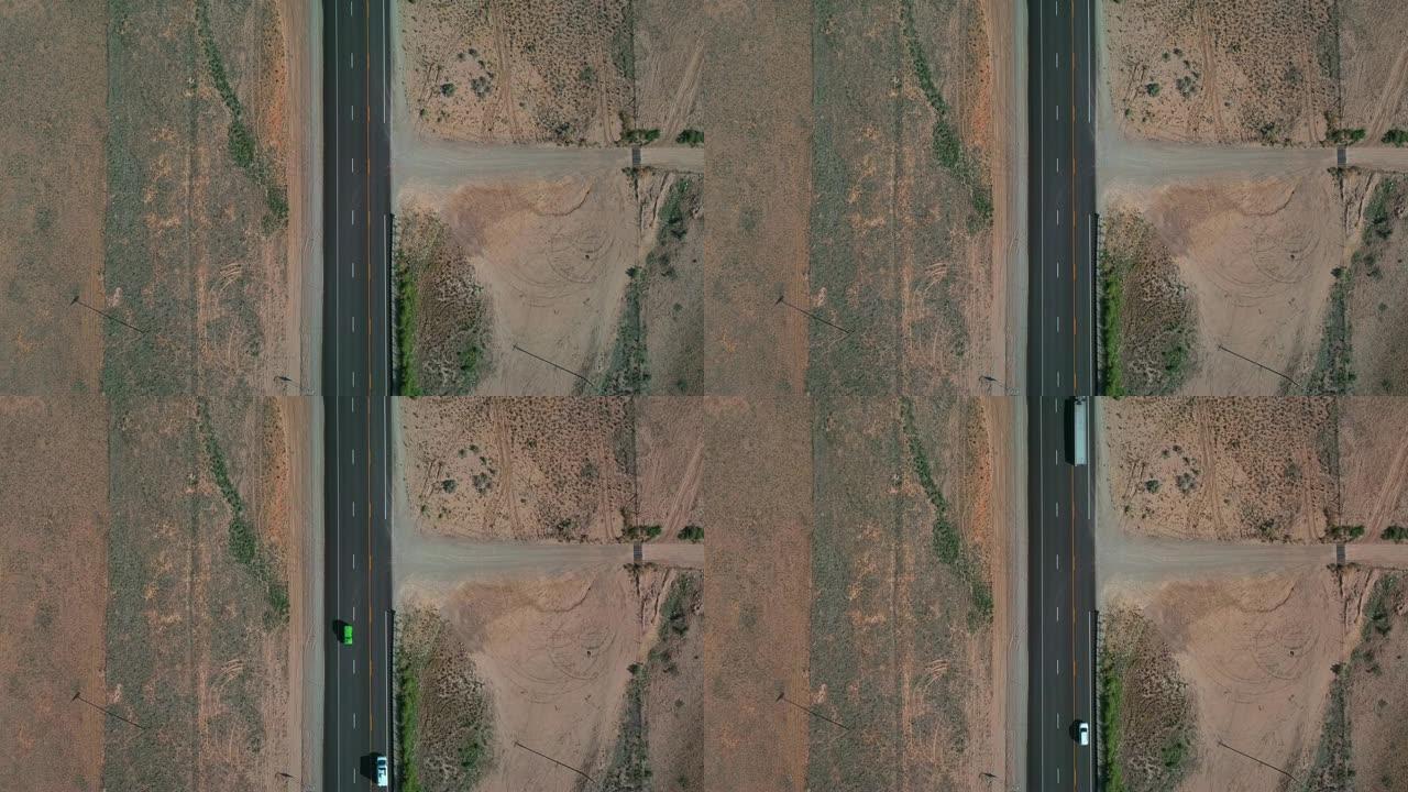 美国犹他州摩押附近交通的无人驾驶飞机视图
