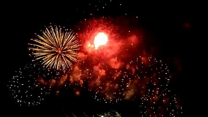 烟花汇演庆典，彩色烟花4K