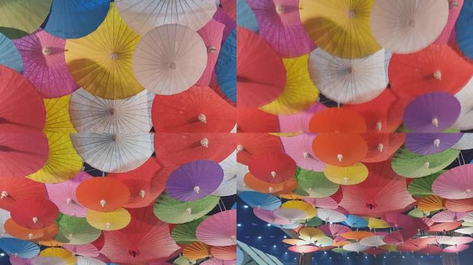 彩色纸制手工雨伞，泰国清迈手工制作。