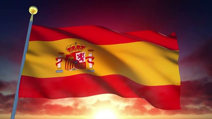 4k高度详细的西班牙国旗可循环