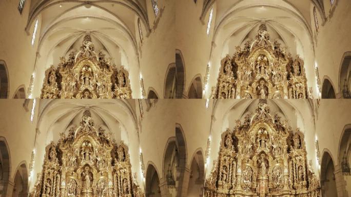西班牙加泰罗尼亚赫罗纳省卡达克斯-2018年5月14日: 圣玛丽亚教堂祭坛