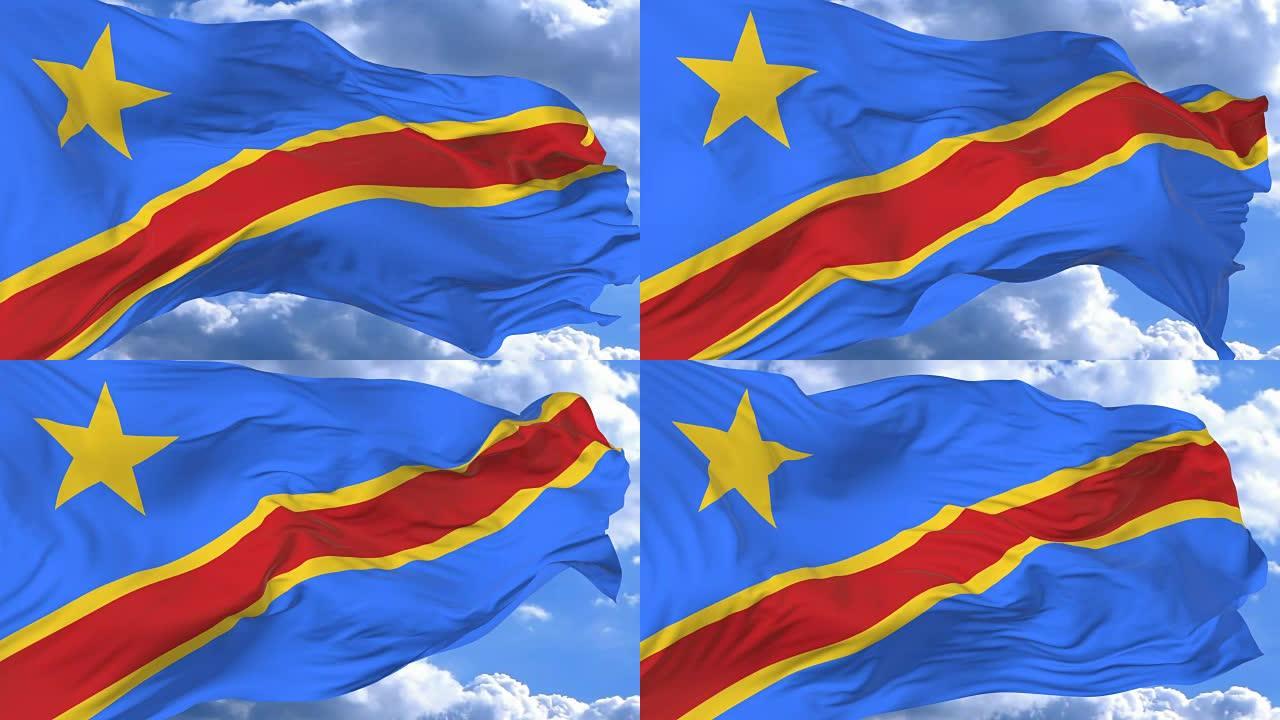 挥舞旗帜赢得了蓝天刚果民主共和国