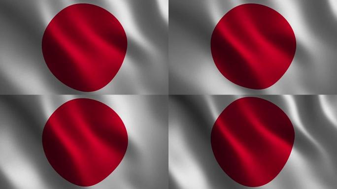 日本国旗挥舞3d。摘要背景。循环动画。