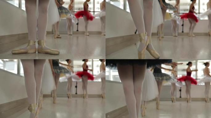 芭蕾舞女孩一起锻炼