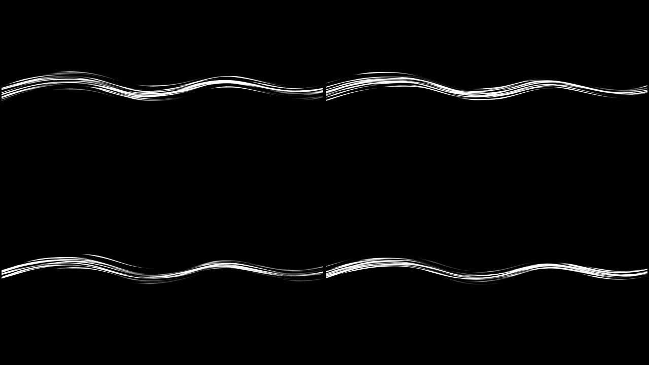 黑色背景上白波形式的线条的无缝循环动画运动