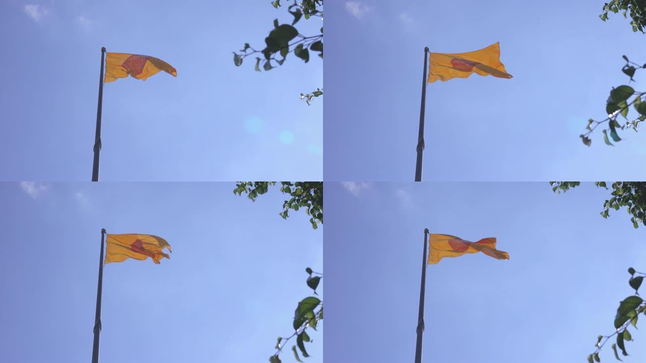 佛教旗帜迎风飘扬