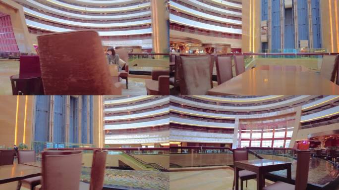 杭州钱江新城五星级大酒店大厅空镜头