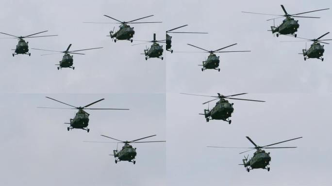 MI8直升机以4k慢动作60fps在天空飞行