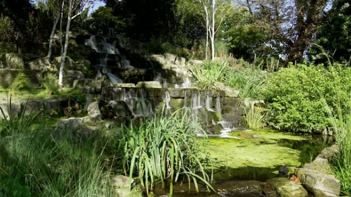 伦敦摄政公园玛丽皇后花园部分的人工瀑布