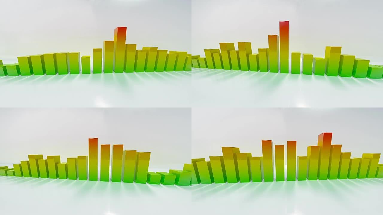 带反射3D渲染可循环动画的频谱分析仪