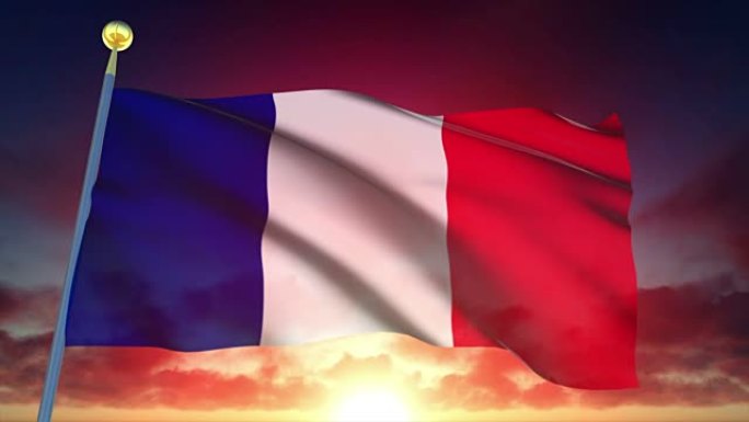 4k高度详细的法国国旗可循环
