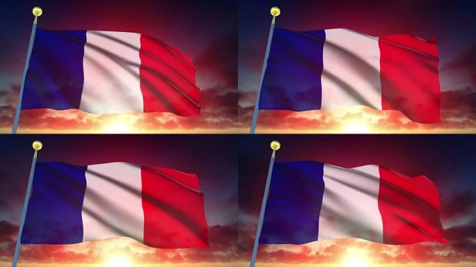 4k高度详细的法国国旗可循环