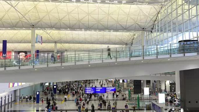 旅客离港和抵达香港机场的时间流逝