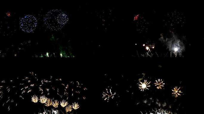 烟花汇演庆典，彩色烟花4K