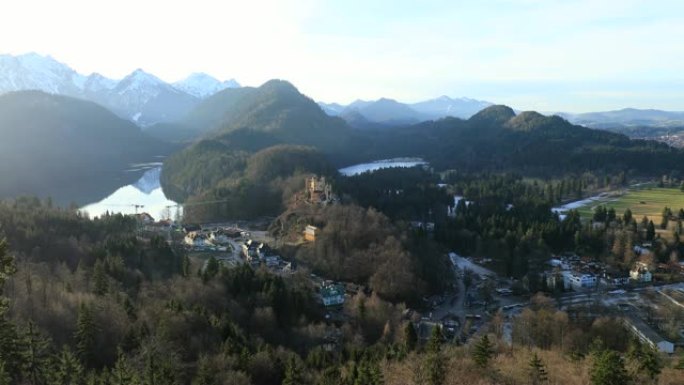 欧洲的新天鹅堡巴伐利亚风景。美丽的德国风景