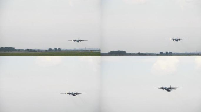 飞机在跑道上移动，背景是森林和蓝天。俄罗斯。新西伯利亚。2017年7月21日。客机起飞。客轮飞上天空