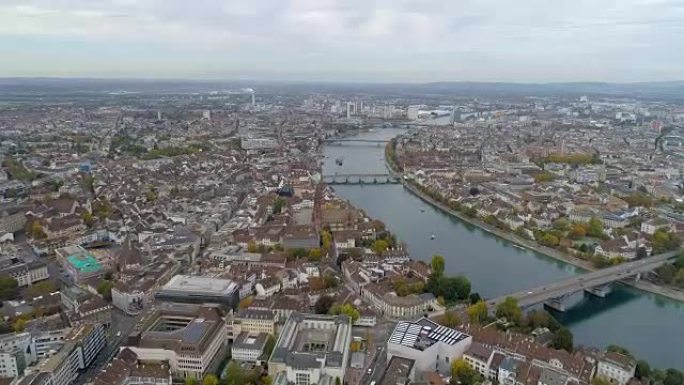 瑞士巴塞尔城市景观的鸟瞰图