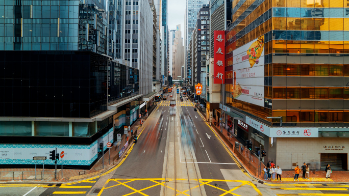 香港中环街头车流延时