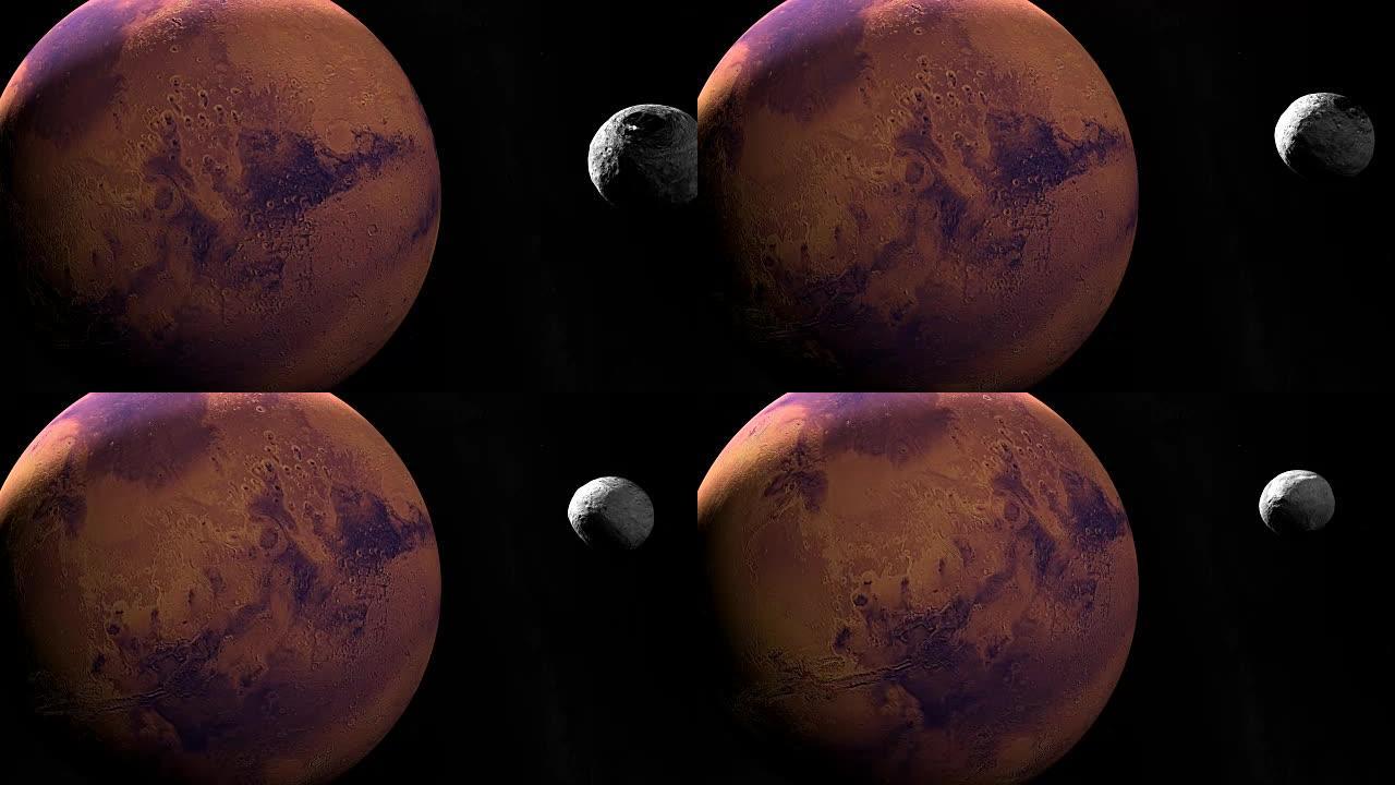 小行星Vesta在火星附近经过时在外层空间运行