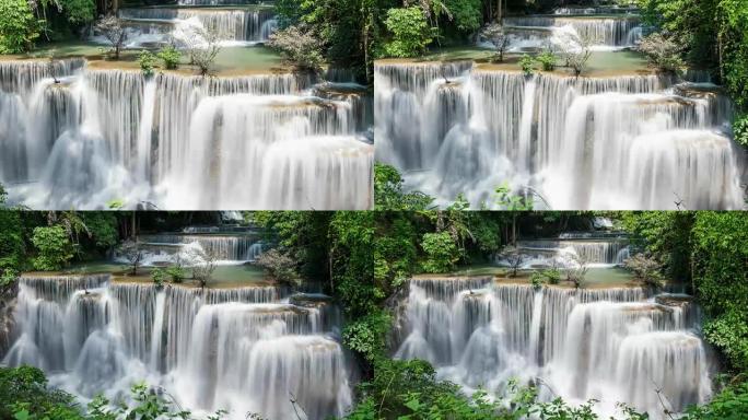 国家公园热带雨林美丽瀑布的延时拍摄。怀美卡明4楼