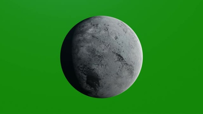 Eris矮行星在绿色屏幕上旋转，3d渲染