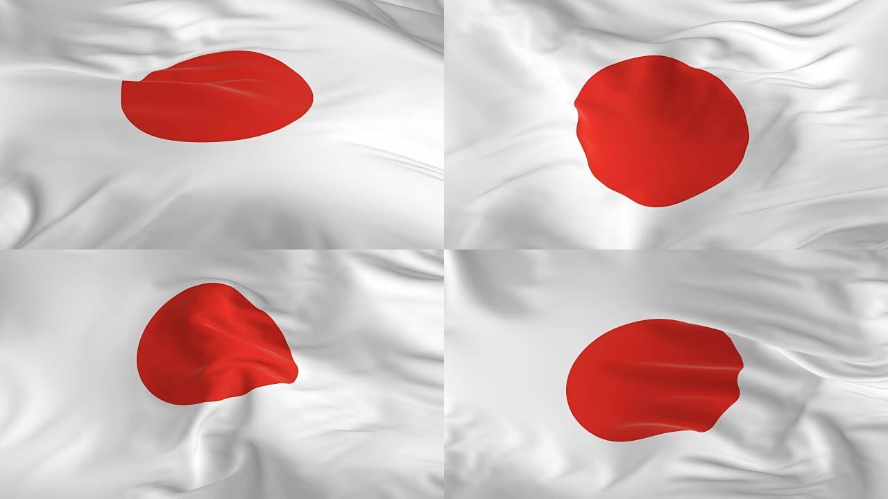 挥舞着环形旗帜作为日本的背景