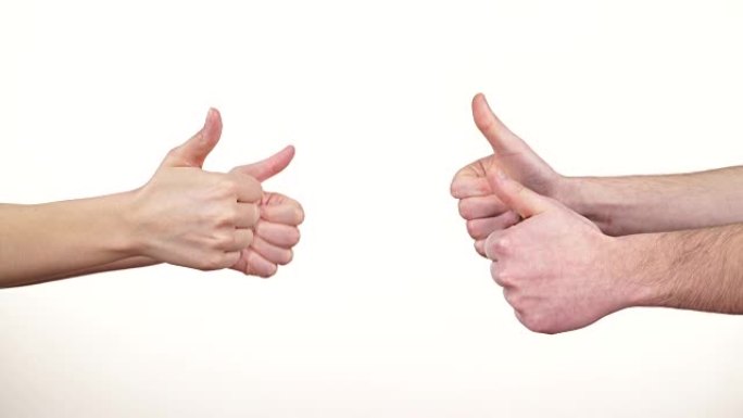女性和男性的手打手势。手势和标志4K