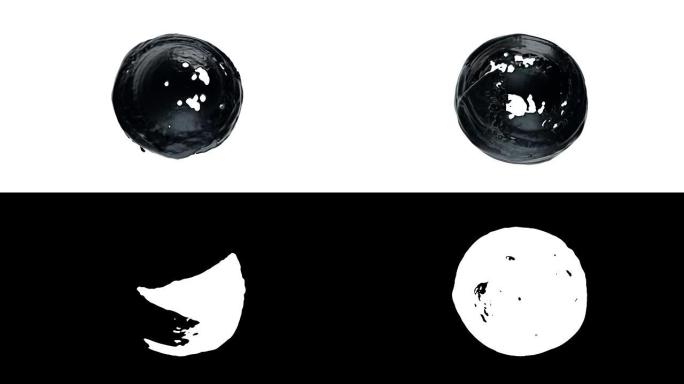 黑色油漆 (油，石油) 在球体周围飞溅，并吸引到其中心。