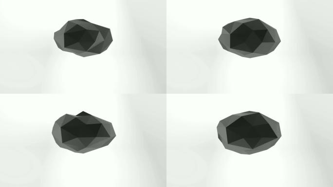 灰色背景与抽象的低聚球。3D渲染循环动画。