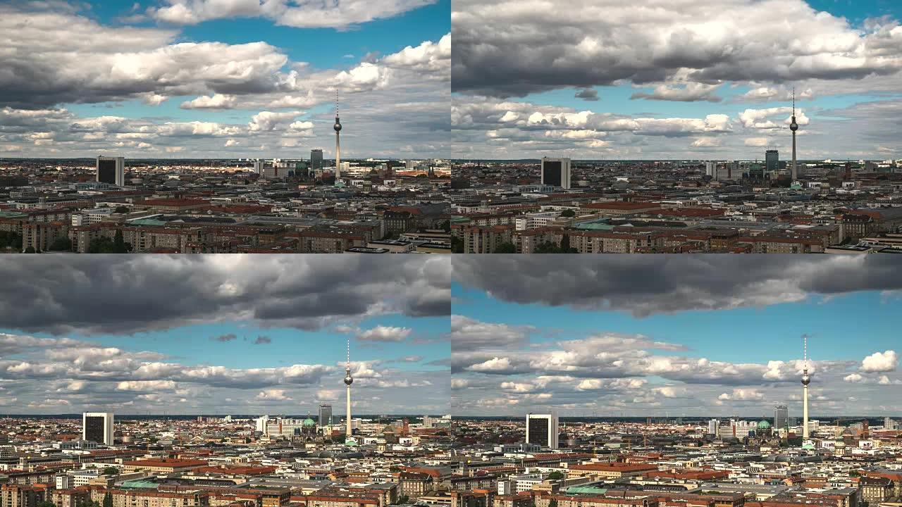 4k时间流逝: 鸟瞰图柏林城市景观