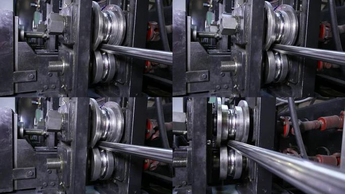 工厂用于生产轧制金属钢管的轧钢机。