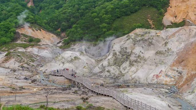 日本北海道登贝的地狱谷或地狱谷的延时