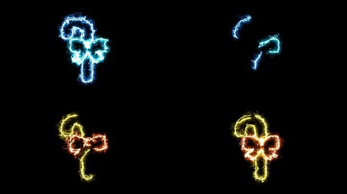 节日糖果的标志，发光能量光环中的轮廓。两种颜色可供选择