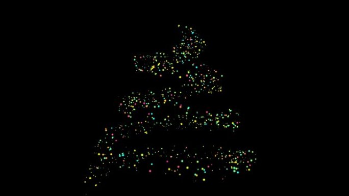 4k分辨率粒子条纹圣诞树动画