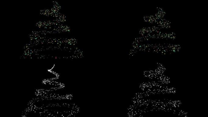 4k分辨率粒子条纹圣诞树动画
