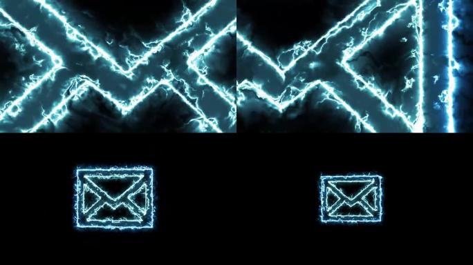 色彩缤纷的能量光环中的信件邮件符号