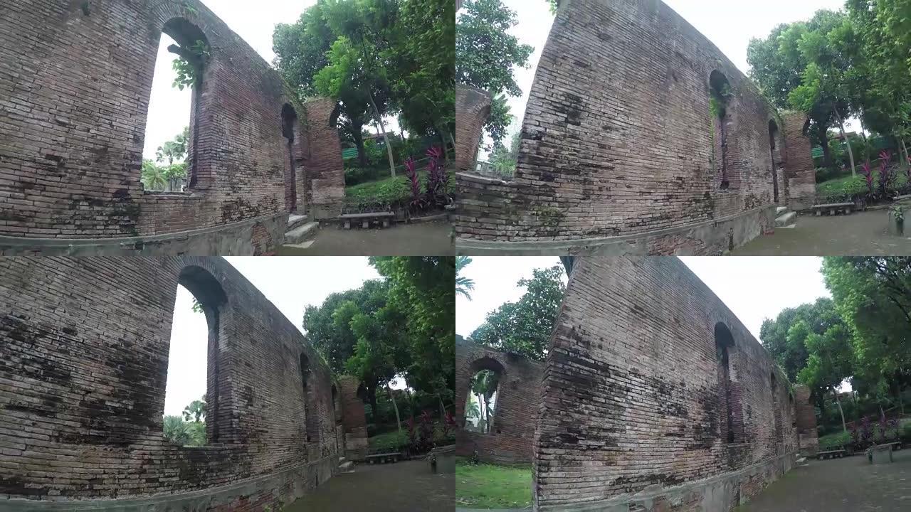 由Miguel Lopez de Legazpi建立的16世纪城墙遗迹和遗迹。跟踪镜头